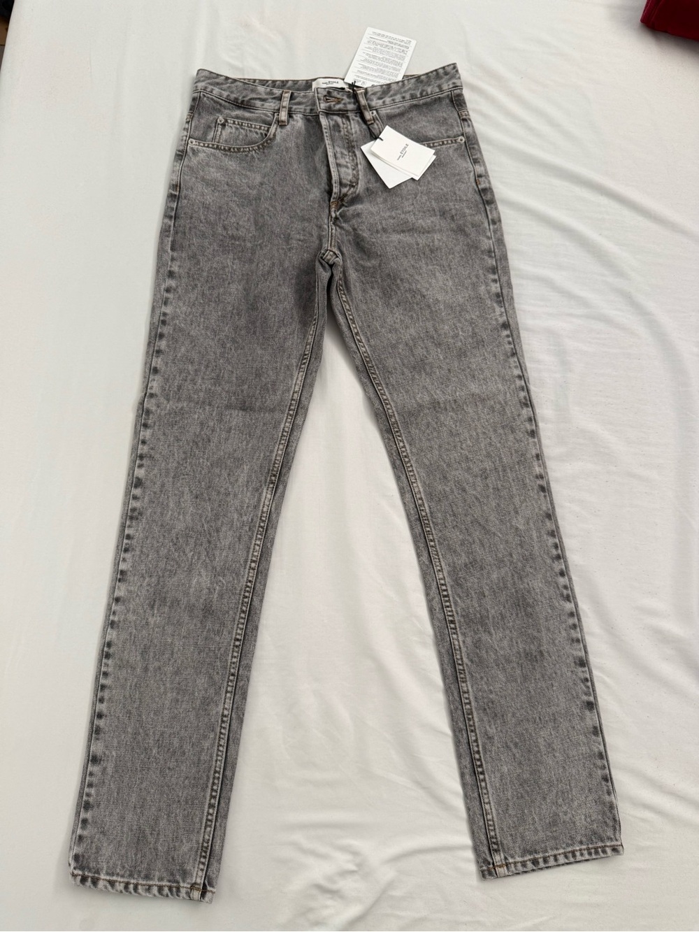 NWT ISABEL MARANT ETOILE | Grey Acid-Wash Straight Leg Jeans size 42